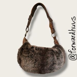 Y2K Faux Fur & Vegan Leather Hobo Bag – Canvas Lined – Statement Piece